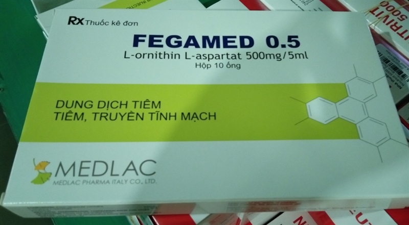 Fegamed 0.5 (L-ornithin-L-aspartat: 500mg/5ml) (Hộp 10 ống x 5ml) - Medlac/VN