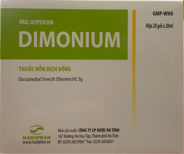Dimonium (Dioctahedral smectite 3g/20ml) (K*24Hộp 20 gói) - Hà Tĩnh