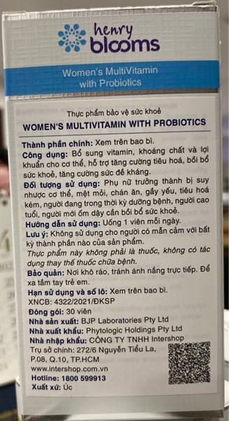 Women's Multivitamin with Probiotics (Lọ 30 viên) - úc/Intershop 2