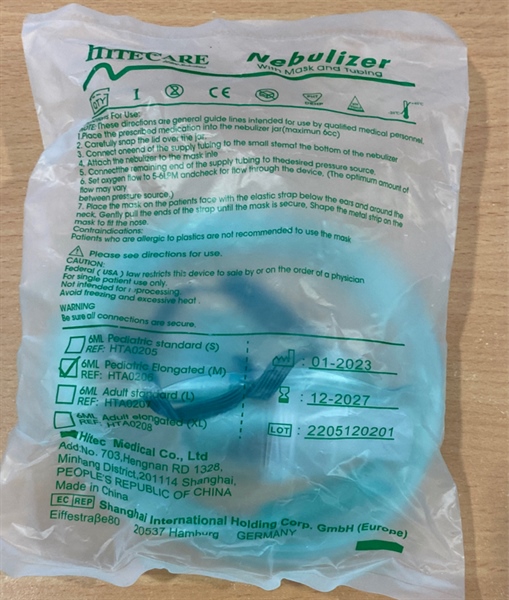 Mask khí dung trẻ em (Nebulizer Mask) - Hitec/TQ