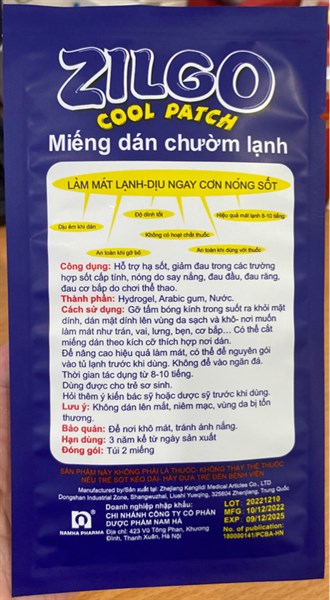 Zilgo cool patch (Miếng dán chườm lạnh) (H*3gói*2miếng) - Nam Hà 2