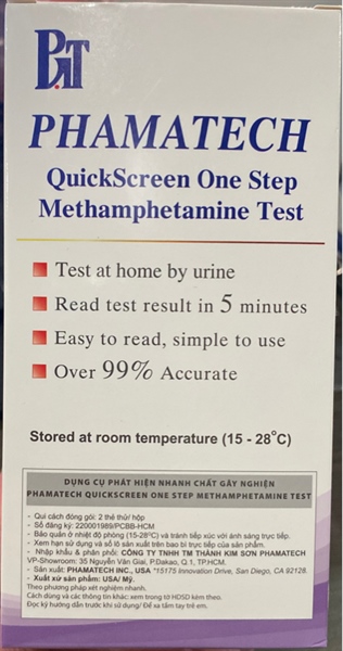 Phamatech Quickscreen One Step Methamphetamine test (Hộp 2 test) - USA