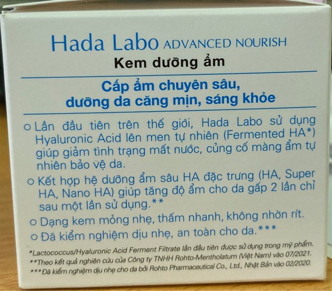 Kem dưỡng ẩm (Hada Labo advanced nourish Hyaluronic Acid Cream) 50g - Rohto/VN 2