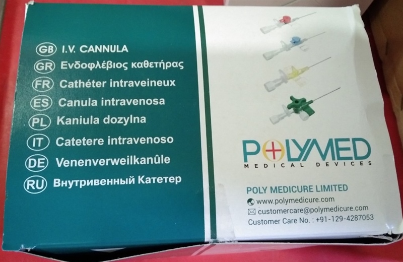 Kim luồn Polyflon, 24G (có cánh có cổng) (Hộp 100 cái) - India
