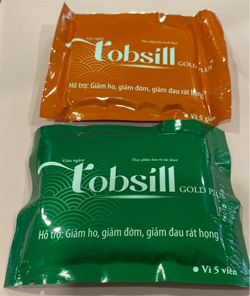 Viên ngậm Tobsill gold plus (Hỗ trợ giảm ho, giảm đờm, giảm đau rát họng) (Vỉ 5 viên) - Golden Health USA