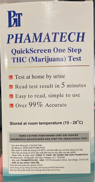 Phamatech Quickscreen One Step THC (Marijuana) test (Hộp 2 test) - USA