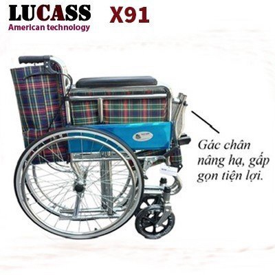 Xe lăn khung chrome có phanh Lucass X91 - China
