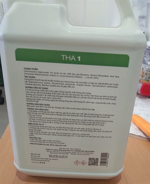THA 1 Dung dịch vệ sinh tay sát khuẩn thường quy (Can 5lit) - Tân Hương/VN 2