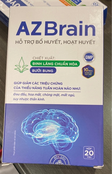 AZ Brain (Hỗ trợ bổ huyết, hoạt huyết) (Hộp 2 vỉ x 10 viên) - Grow Green AZ