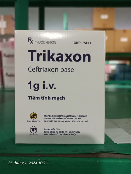 Trikason 1g (Ceftriasol base * Hộp 1lọ kèm nước cất ) TW1