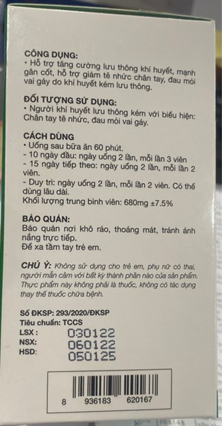 Tê nhức chân tay Bảo Nguyên (Lọ 120 viên) - HTP/Santafa 2