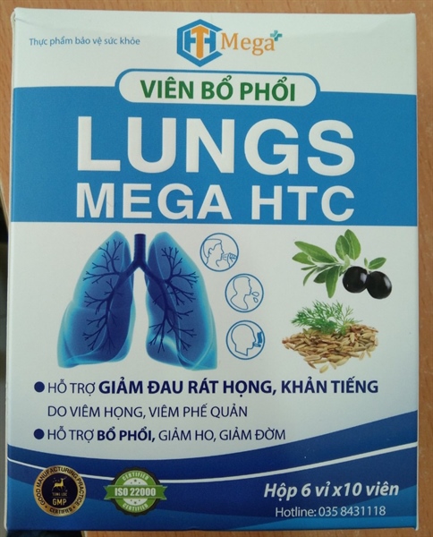 Viên bổ phổi Lungs Mega HTC (Hộp 6 vỉ x 10 viên) - Tùng Lộc