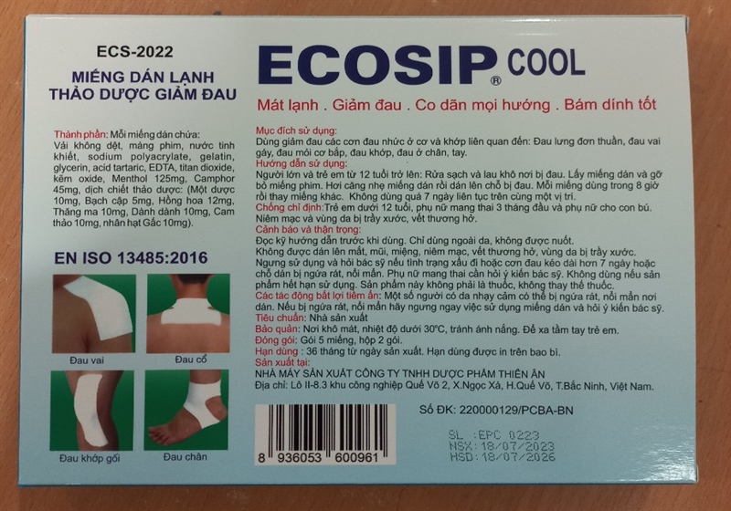Ecosip Cool (Hộp 2 gói x 5 miếng) - Tatra 2