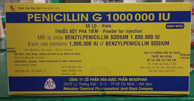 Penicillin G 1000000 IU (Hộp 50 lọ) - Mekophar