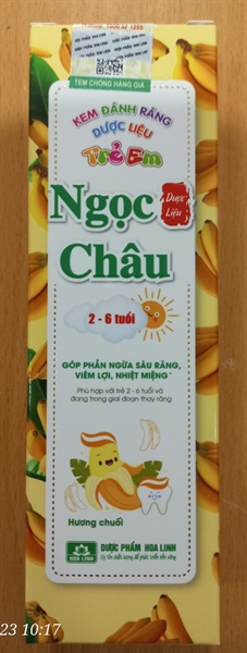 Kem đánh răng Ngọc Châu Trẻ em hương chuối (2-6 tuổi) 50g - Hoa Linh