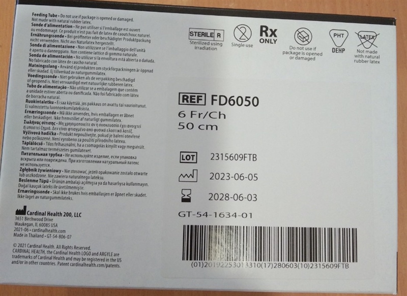 Ống nuôi ăn số 6 (Argyle Feeding Tube 50cm) - Kendall/Cty TNHH Mega Lifesciences VN 2
