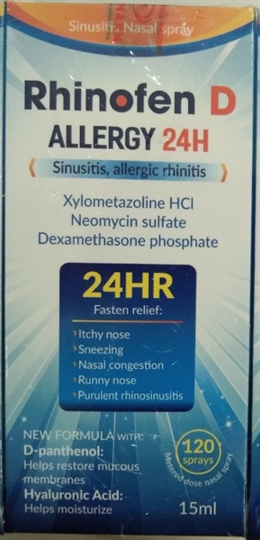 Xịt mũi xoang Rhinofen D allergy 24h Adult (Chai xịt 15 ml) - Monapharm/Dahago