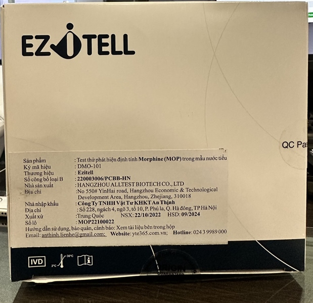 Test thử phát hiện định tính Morphine - ma túy (MOP) trong mẫu nước tiểu ( Ezitell DMO - 101)