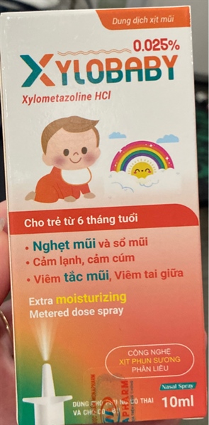 Dung dịch xịt mũi Xylobaby (Xylometazoline 0,025%) 10ml ( Cho trẻ từ 6 tháng tuổi ) - Monapharm/Dahago