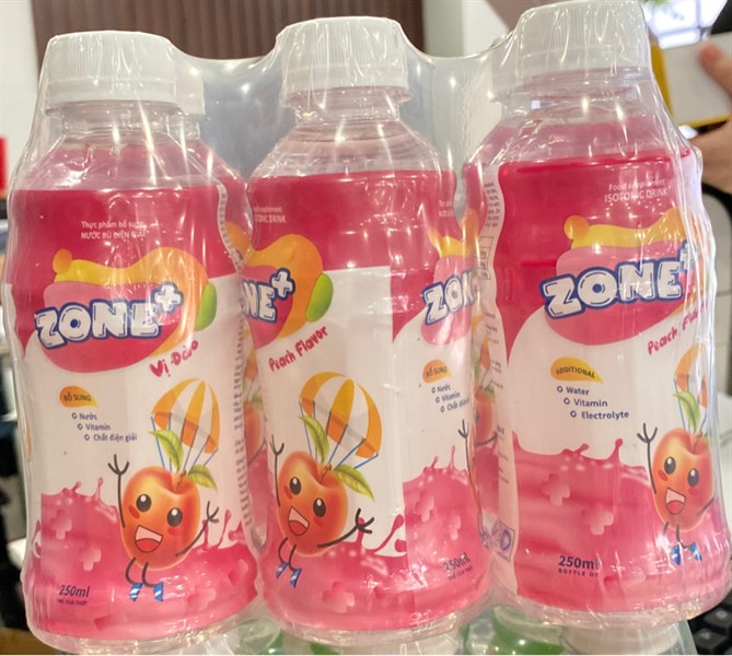 Nước bù điện giải Zone+ vị đào 250ml (Lốc 6 chai) - Dupharmax