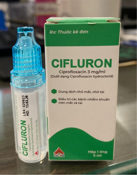 DD nhỏ mắt, tai Cifluron (Ciprofloxacin 3mg/ml) 5ml - CPC1 HN