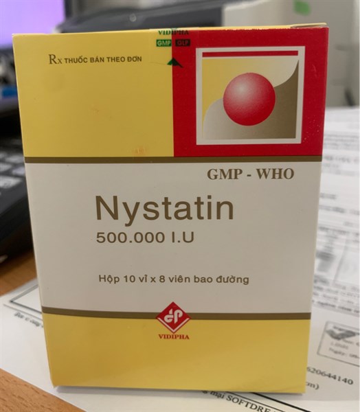 Nystatin 500.000 IU (Hộp10vỉ*8viên bao đường) - Vidipha (Vỉ)