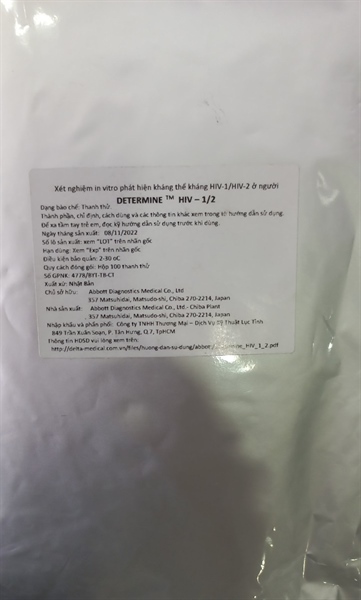Test thử Determine HIV 1/2 (Túi 100 test) - Abbott/Japan 2