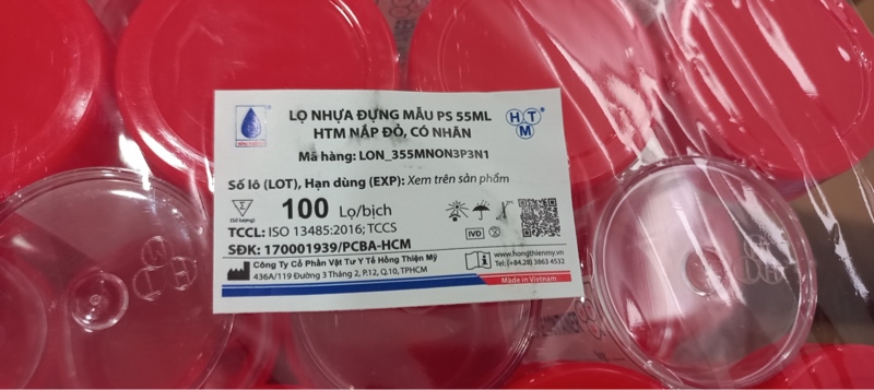 Lọ nhựa đựng mẫu PP 50ml, có nhãn - HTM/VN 3