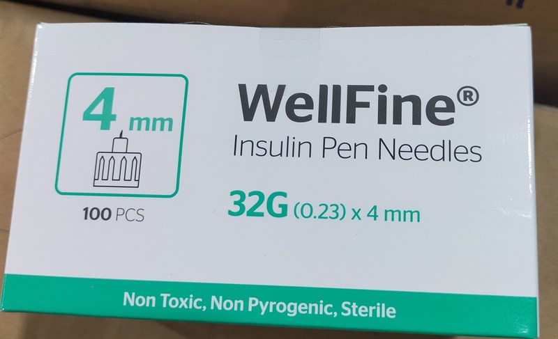 Đầu bút tiêm insulin WellFine 32G(0,23)x4mm (Hộp*100cái) - Nontoxic