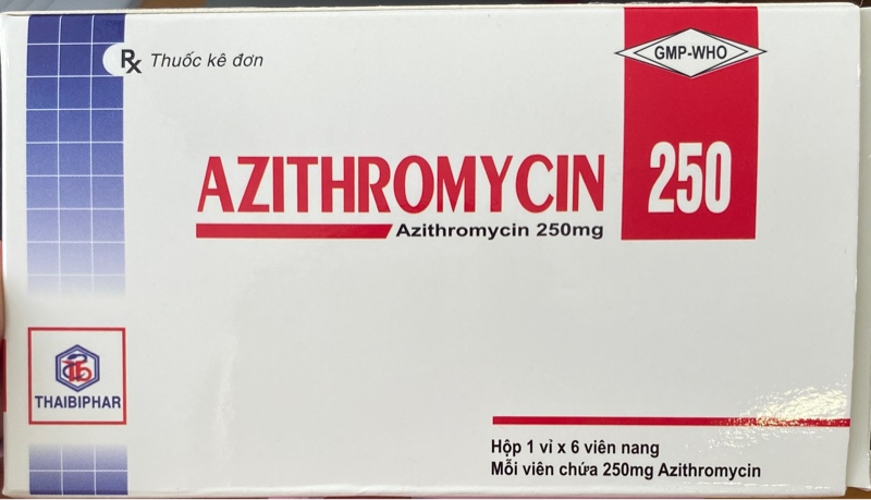 Azithromycin 250mg (Hộp 1 vỉ x 6 viên) - Thái Bình (Hộp)