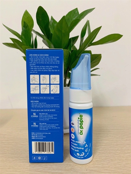 Dung dịch nước muối biển Dr Papie 70ml - Stamed