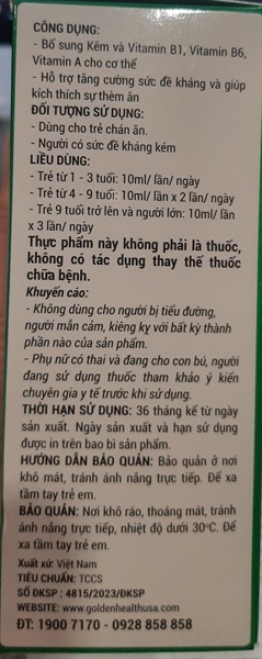 Zincan (Hộp 4 vỉ x 5 ống x 10ml) - Golden Health USA 3