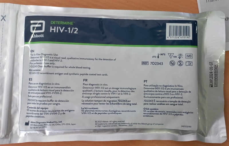 Test thử Determine HIV 1/2 (Túi 100 test) - Abbott/Japan