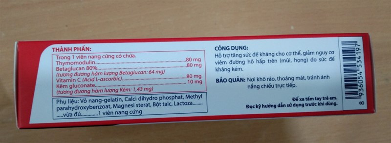 Thidulin plus (Thymomodulin + Betaglucan + VTMC ) (Hỗ trợ tăng sức đề kháng) (Hộp*6vỉ*10viên) - Hà Tây 2