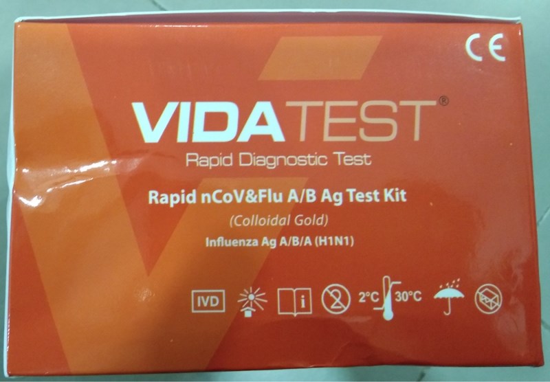 Test cúm + Covid Vida test 5in1 (Rapid nCoV & Flu A/B Ag Test) (Hộp 20 test) - TQ