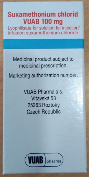 Suxamethonium chlorid VUAB 100mg (Hộp 1 lọ) - Cộng Hoà Séc