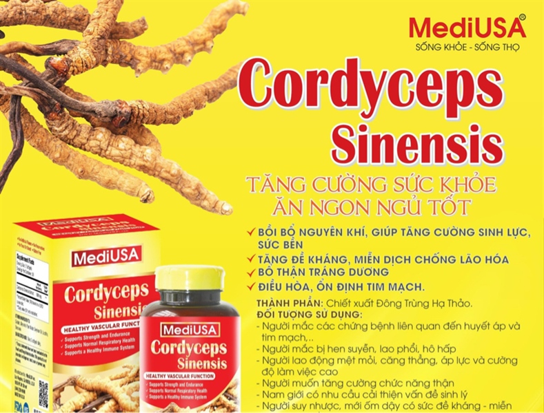 Cordyceps Sinensis (Tăng cường sức khỏe) (Lọ 30 viên) - MediUSA