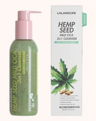 Sữa rửa mặt LALARECIPE Hemp Seed Cica 3 in 1 200ml - Hàn Quốc