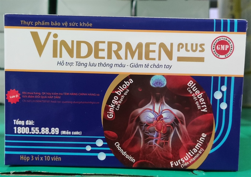 Vindermen plus (Điều trị tê chân tay, nhức mỏi mắt) (H*3vỉ*10viên)