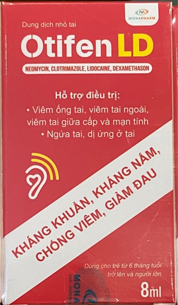 Dung dịch nhỏ tai Otifen LD 8ml - Monapharm/Dahago