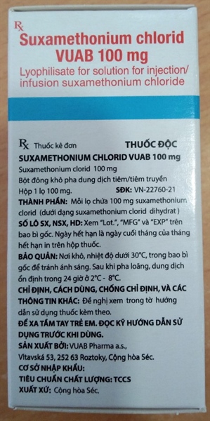 Suxamethonium chlorid VUAB 100mg (Hộp 1 lọ) - Cộng Hoà Séc 2