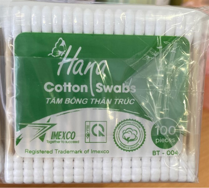 Tăm bông Hana thân trúc BT - 004 (Cọc 24 gói x 100 cái) - Imexco