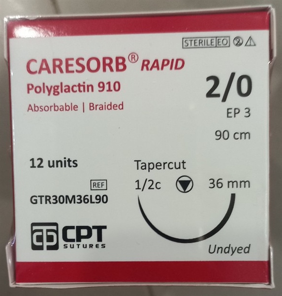 Chỉ Caresorb Rapid số 2/0 - GTR30M36L90 (Hộp 12 sợi) - CPT/TPHCM