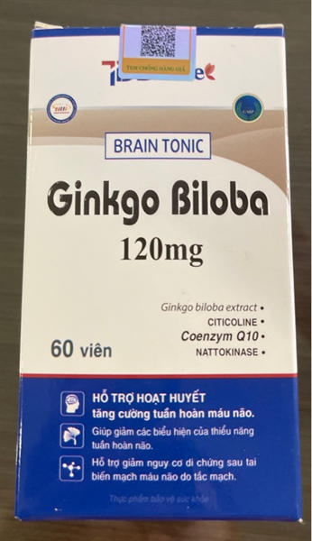 Brain Tonic Ginkgo Biloba 120mg (Lọ 60viên) - HHP