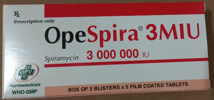 Opespira 3.0 MIU (Spiramycin 3.0T IU) (Hộp 2 vỉ x 5 viên nén) - OPV