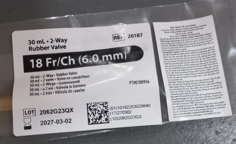 Sond Foley 2W 30CC số 18 - Mediquip/Cty TNHH Mega Lifesciences VN