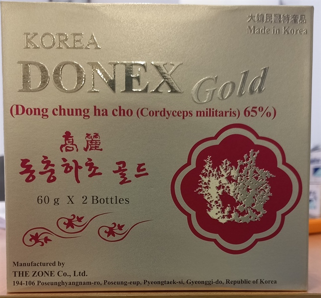 Đông Trùng hạ thảo Gold 65% - Donex (H*2lọ*60g) - Korea
