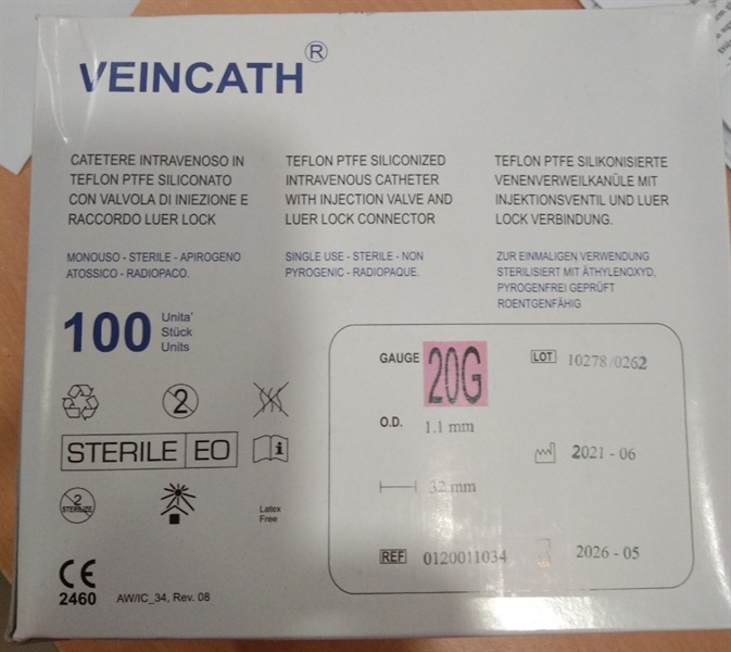 Kim luồn tĩnh mạch Veincath 20G (Hộp 100 cái) - India