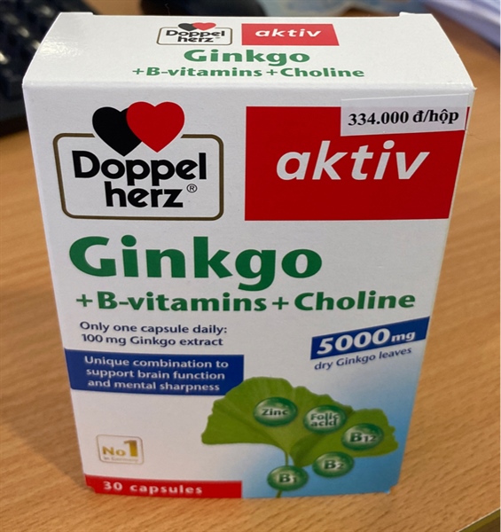 Viên uống bổ não Ginkgo + B-vitamins + Choline (Hộp 3 vỉ x 10 viên) - Mastertran