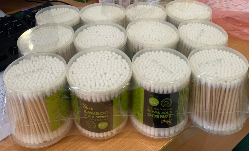 Tăm bông Hana thân trúc hộp tròn BT - 007(Cọc 12 hộp x 200 cái) - Imexco